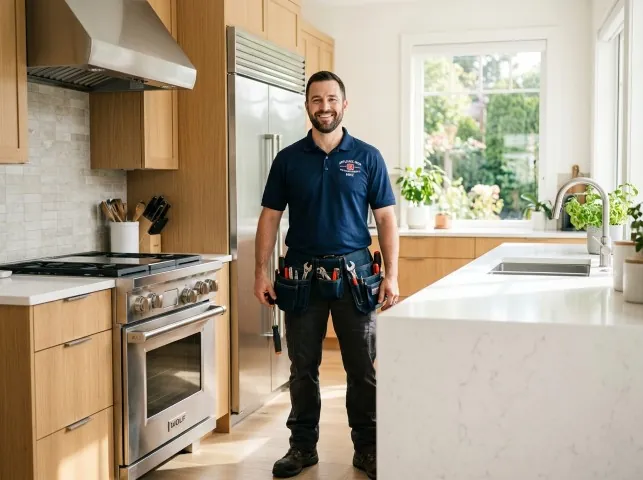 Appliance Repair Hero technician in a Avon Lake, OH kitchen after an appliance repair